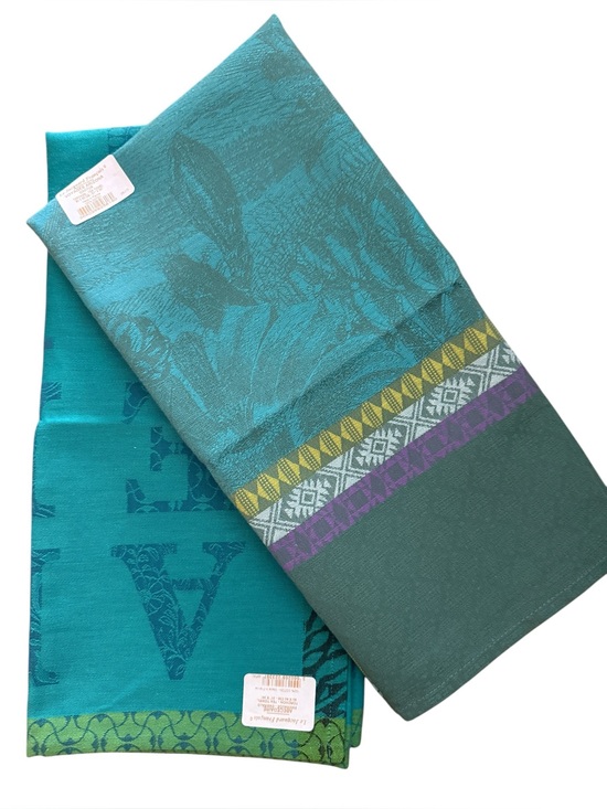 Le Jacquard Francais Other - Le Jacquard Francais Luxury Tea Towels Set of 2 Teal Emerald Green New Gifting